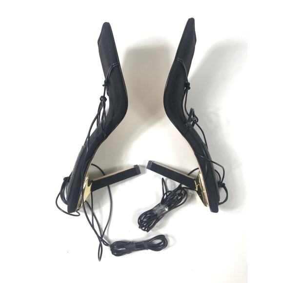 Good American Women's 8 Neoprene Strappy Silhouette High Heels Black Ankle Wrap - Picture 4 of 8